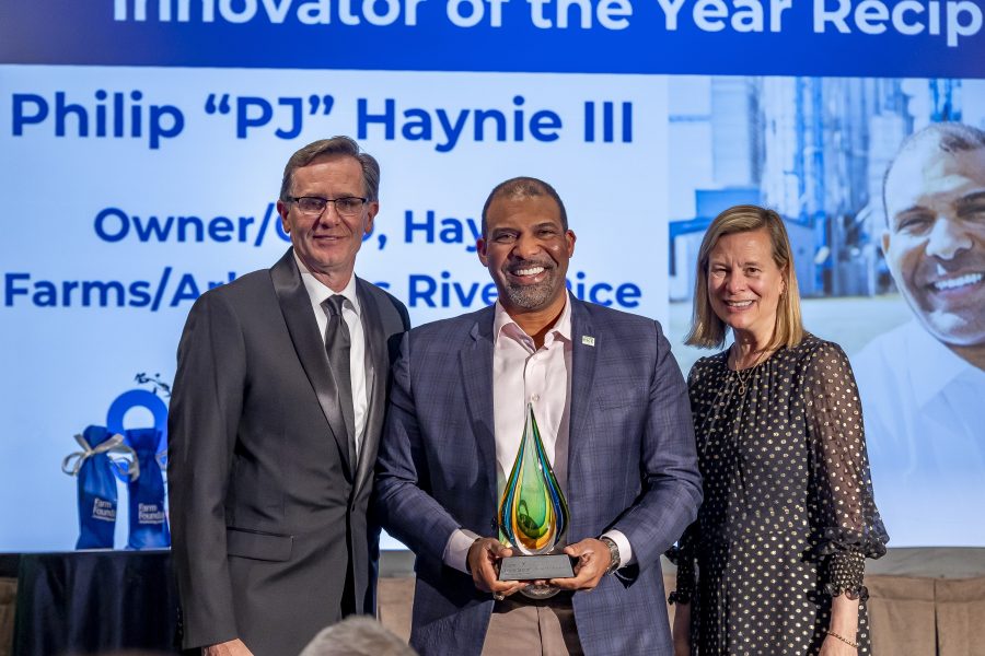 Philip PJ Haynie receiving the Farm Foundation Innovator of the Year Award at the Farm foundation 90th Anniversary Gala.