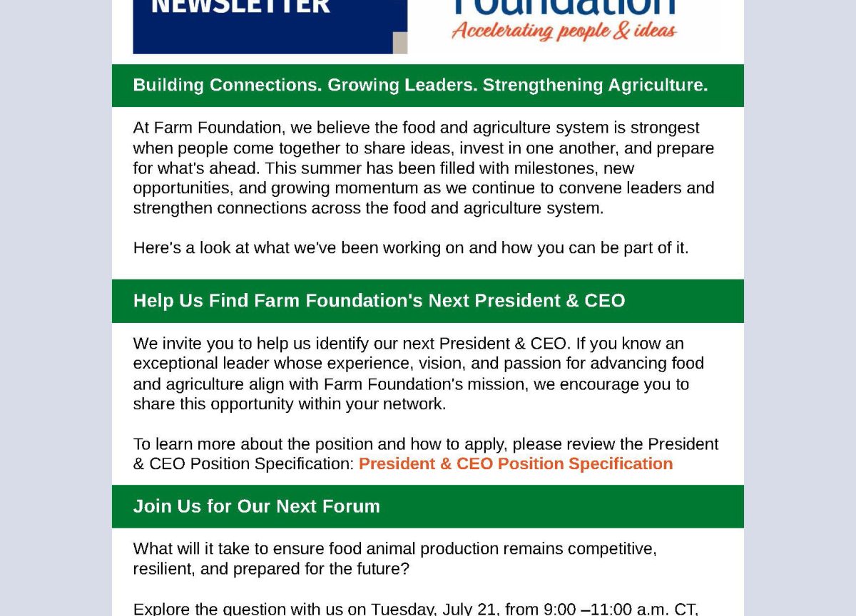 Farm Foundation Summer Catalyst